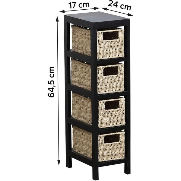 TENDANCE Badkommode Regal Korbregal Korbkommode Badregal Holz Landhaus Kommode