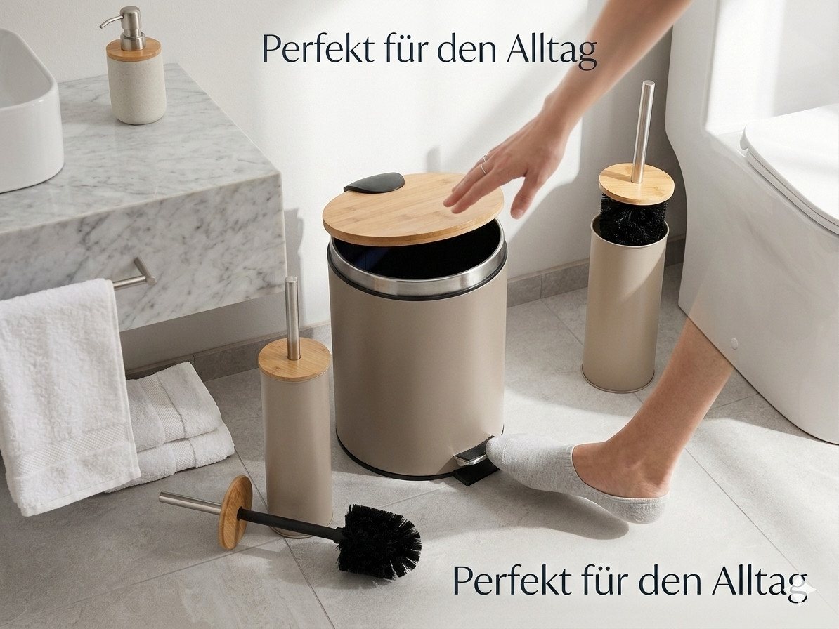 TENDANCE Kosmetikeimer Tretmülleimer Abfalleimer 3 L Mülleimer mit Absenkautomatik, mit Absenkautomatik – Bild 3 von 4
