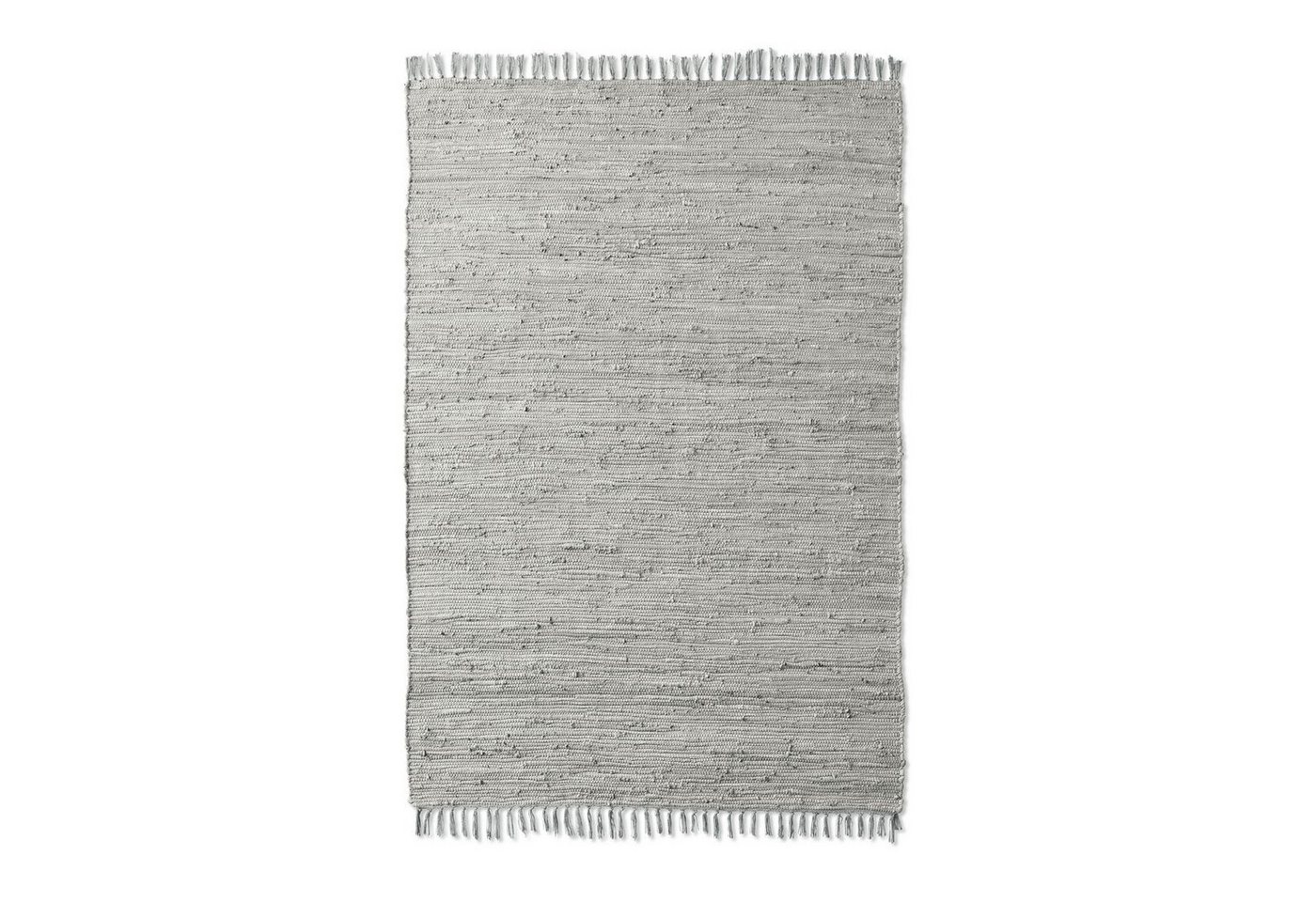 TaraCarpet Teppich Flickenteppich TaraCarpet Sylt mit Fransen, rechteckig, Höhe: 5 mm, Wohnzimmer Schlafzimmer Küchenteppich grau 070x140 – Bild 3 von 5