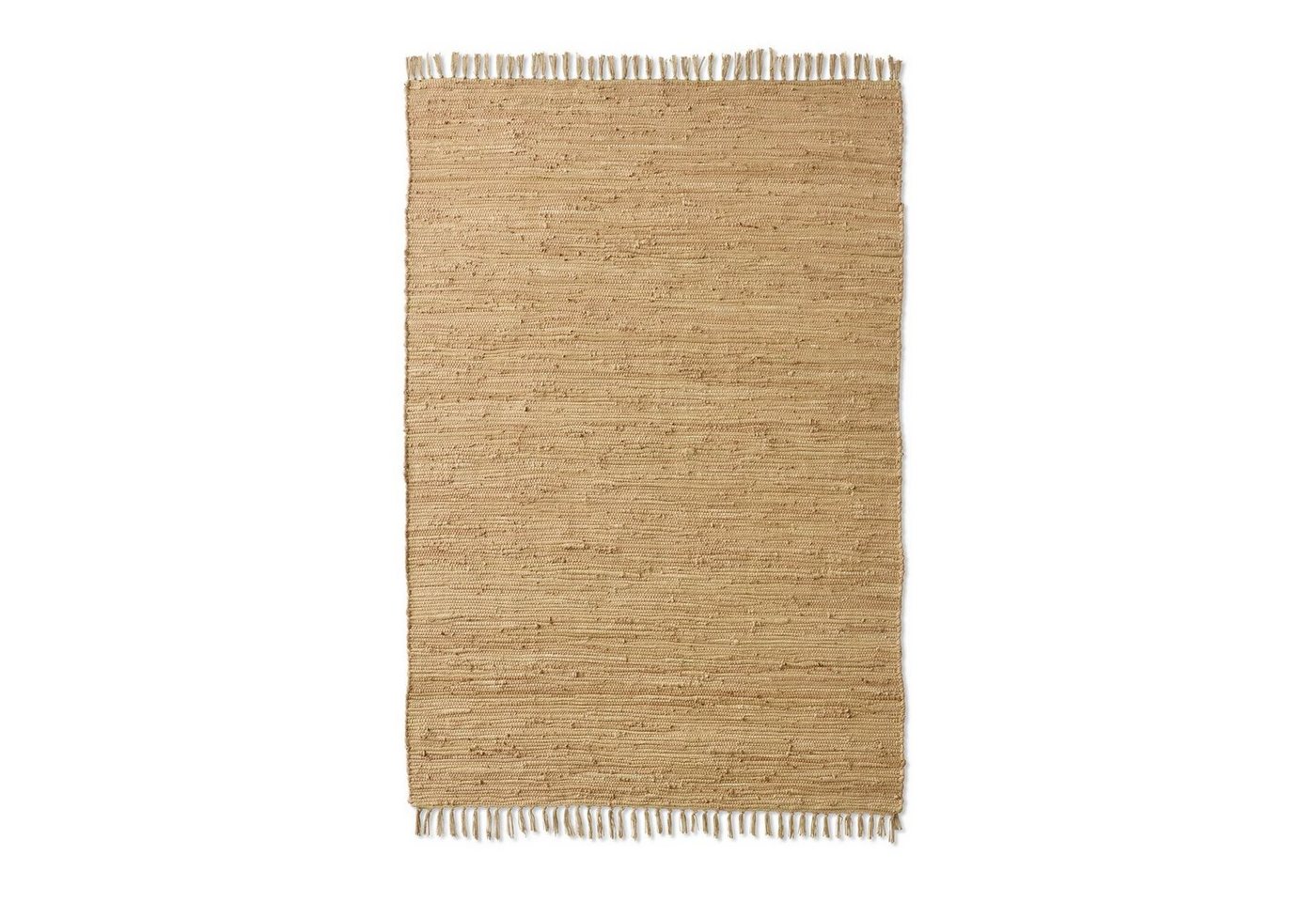 TaraCarpet Teppich Flickenteppich TaraCarpet Sylt mit Fransen, rechteckig, Höhe: 5 mm, Wohnzimmer Schlafzimmer Küchenteppich beige 070x250 – Bild 3 von 5