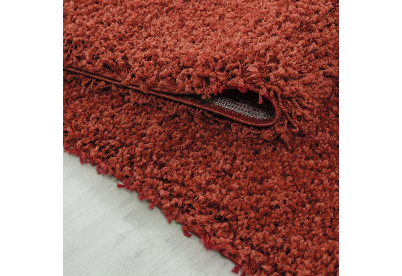 Teppich Boss Teppich Hochflor Teppich Lux in Terrakotta, rechteckig, Höhe: 30 mm, Strapazierfähig, pflegeleicht, einfarbig und ideal fürs Wohnzimmer – Bild 5 von 5