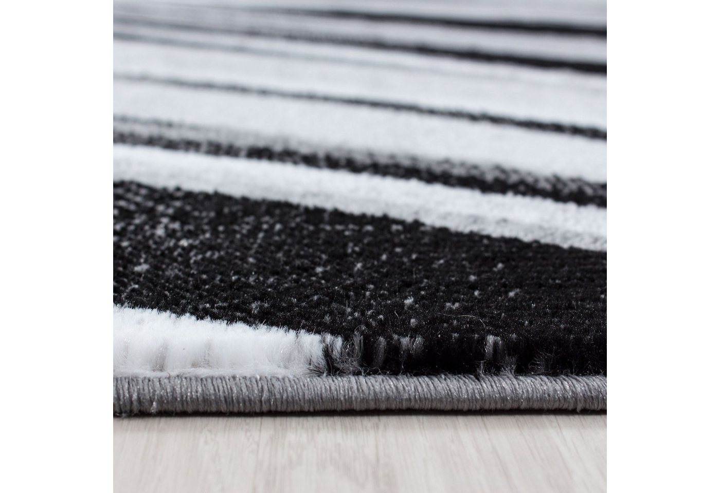 Teppich Boss Teppich Kurzflor Teppich Paolo in Schwarz, rechteckig, Höhe: 12 mm, Strapazierfähig, pflegeleicht und ideal fürs Wohnzimmer – Bild 4 von 5