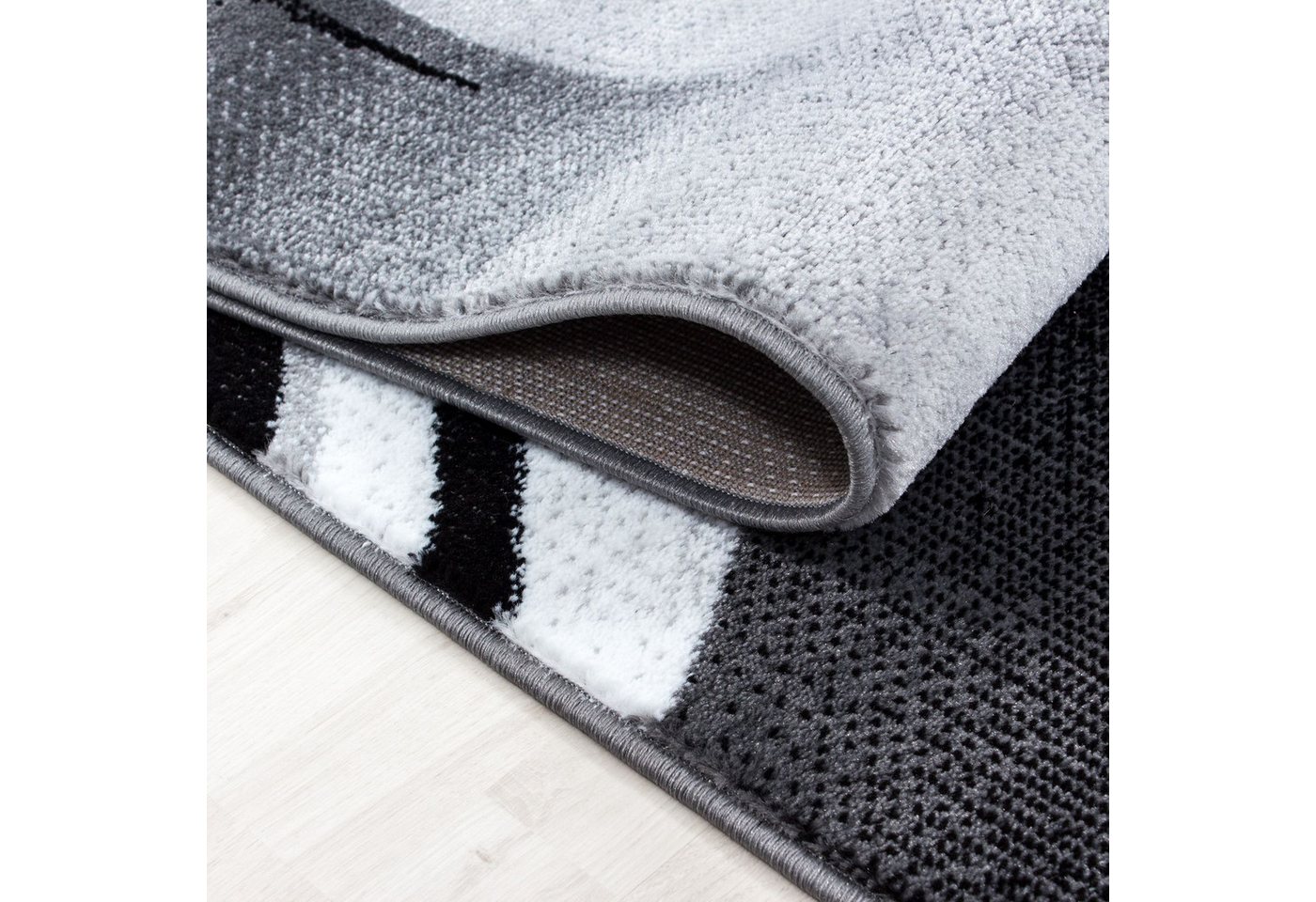 Teppich Boss Teppich Kurzflor Teppich Paolo in Schwarz, rechteckig, Höhe: 12 mm, Strapazierfähig, pflegeleicht und ideal fürs Wohnzimmer – Bild 5 von 5