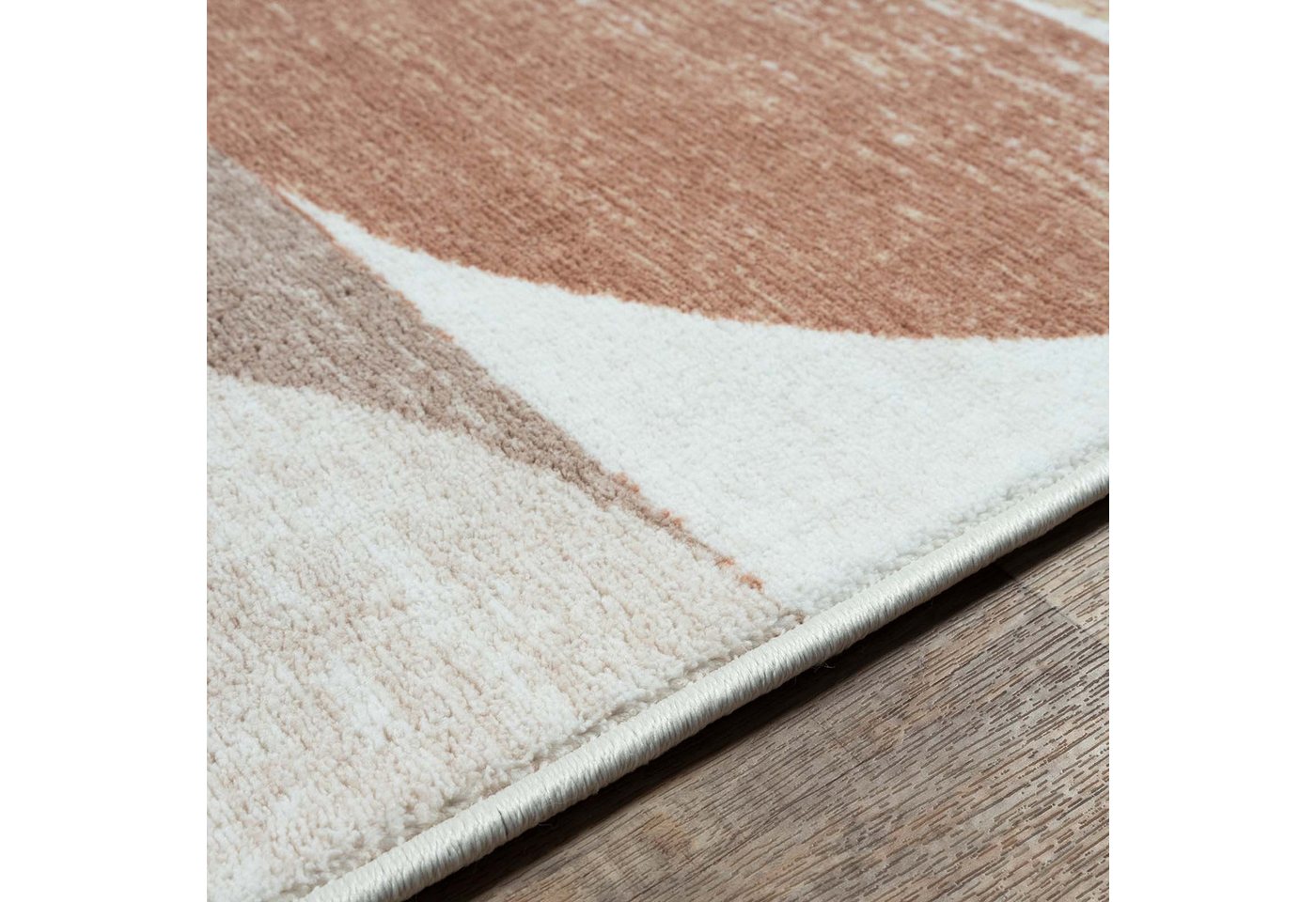 TaraCarpet Teppich Kurzflorteppich TaraCarpet Empire Retromuster absolut Modern fürs, rechteckig, Höhe: 14 mm, Retro Design in modernen Wohnfarben terracotta – Bild 4 von 5