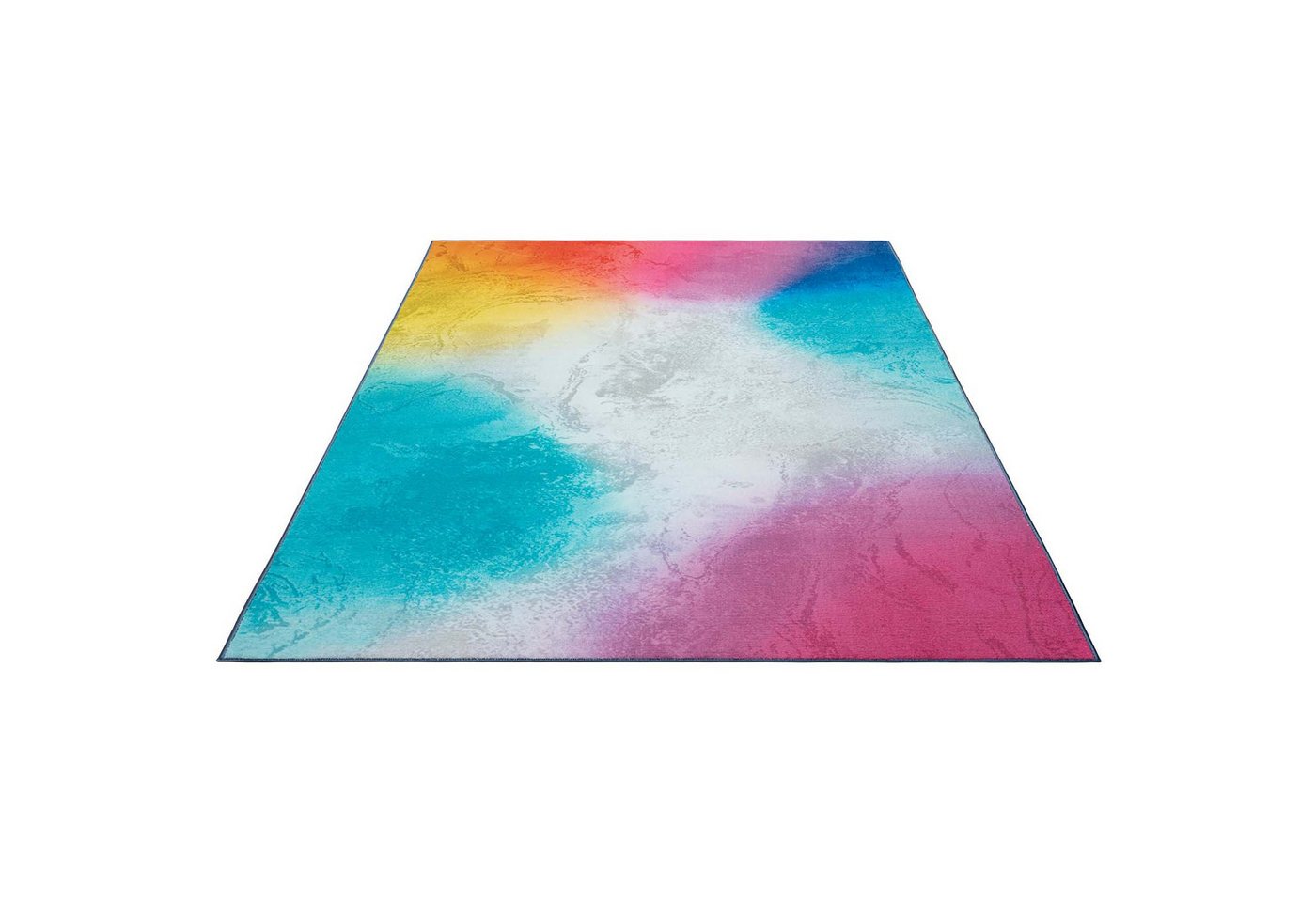 TaraCarpet Teppich Kurzflorteppich TaraCarpet Rainbow moderner Teppich in Regenbogenfarbe, rechteckig, Höhe: 14 mm, Marmoriert in Regenbogenfarben auch für das  – Bild 3 von 5