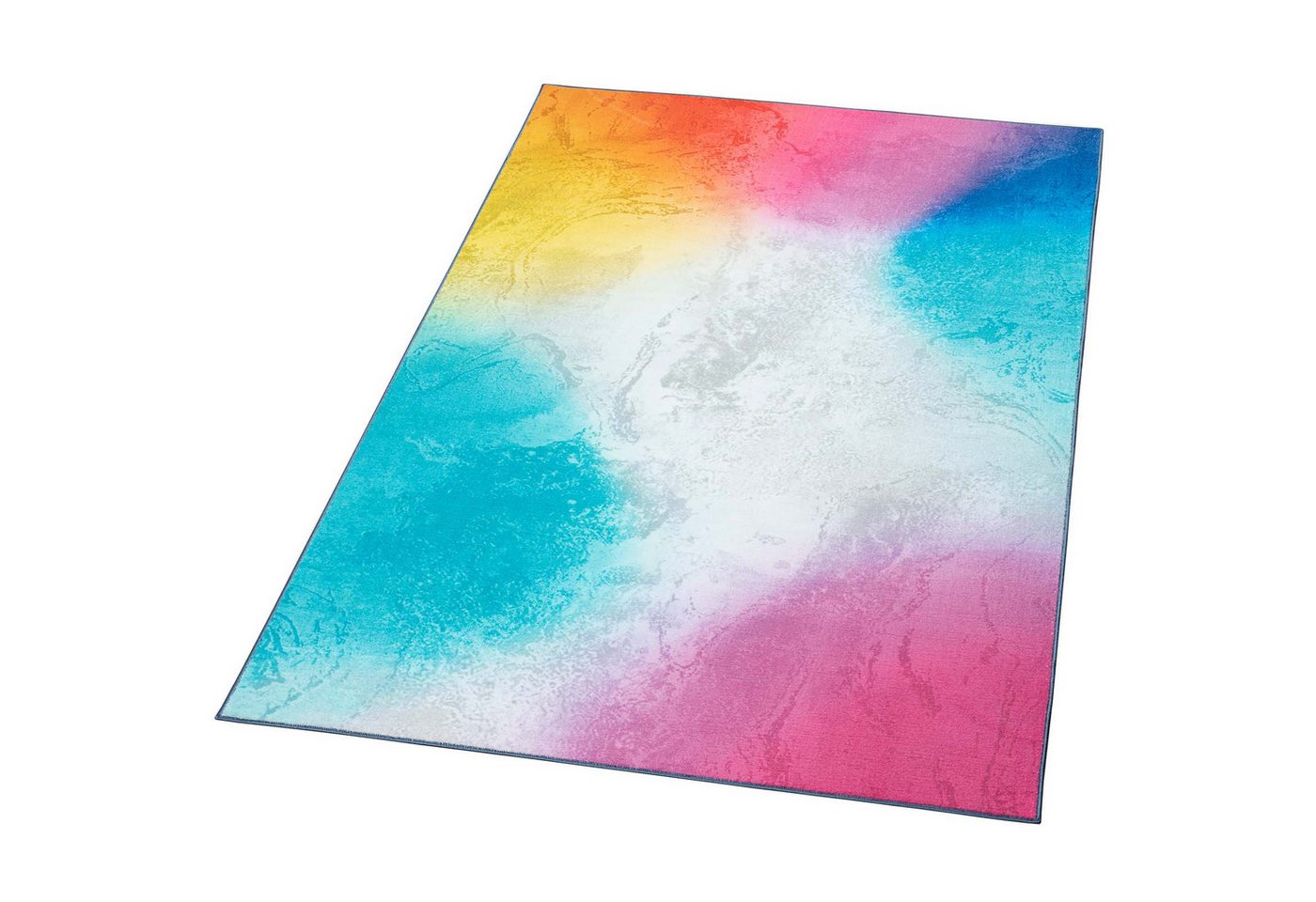 TaraCarpet Teppich Kurzflorteppich TaraCarpet Rainbow moderner Teppich in Regenbogenfarbe, rechteckig, Höhe: 14 mm, Marmoriert in Regenbogenfarben auch für das  – Bild 4 von 5