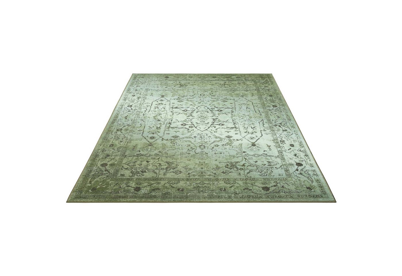TaraCarpet Teppich Kurzflorteppich TaraCarpet Rainbow Oriental moderner Orientteppich, rechteckig, Höhe: 14 mm, Orientalisches Design in grün auch für das Jugen – Bild 4 von 5