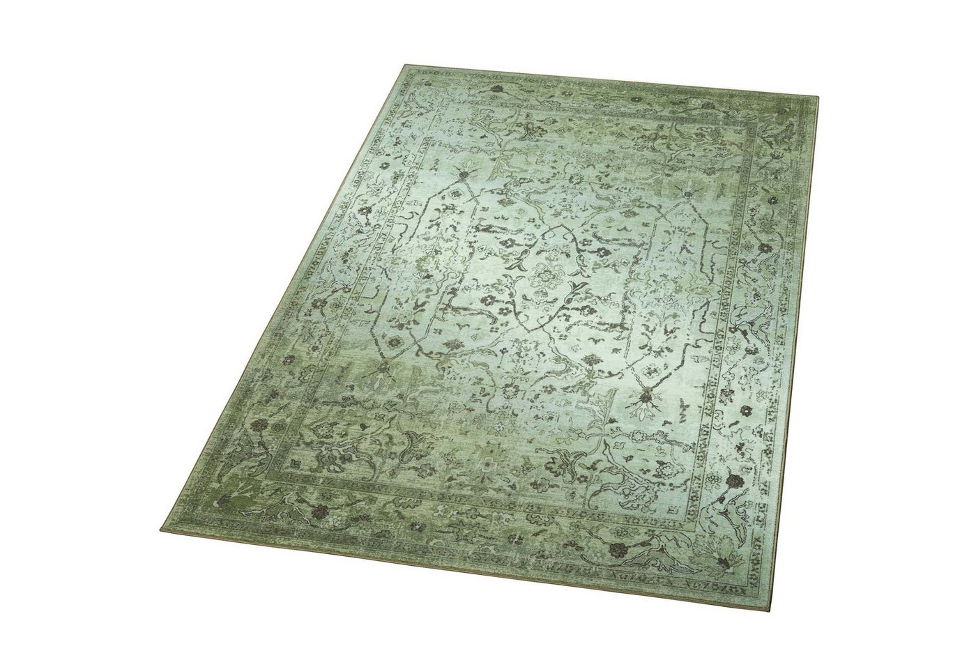 TaraCarpet Teppich Kurzflorteppich TaraCarpet Rainbow Oriental moderner Orientteppich, rechteckig, Höhe: 14 mm, Orientalisches Design in grün auch für das Jugen – Bild 5 von 5