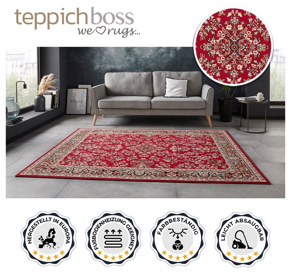 Teppich Boss Teppich Orient Teppich Zabul in Rot, rechteckig, Höhe: 8 mm, Kurzflor, für Fußbodenheizung geeignet und strapazierfähig – Bild 2 von 5
