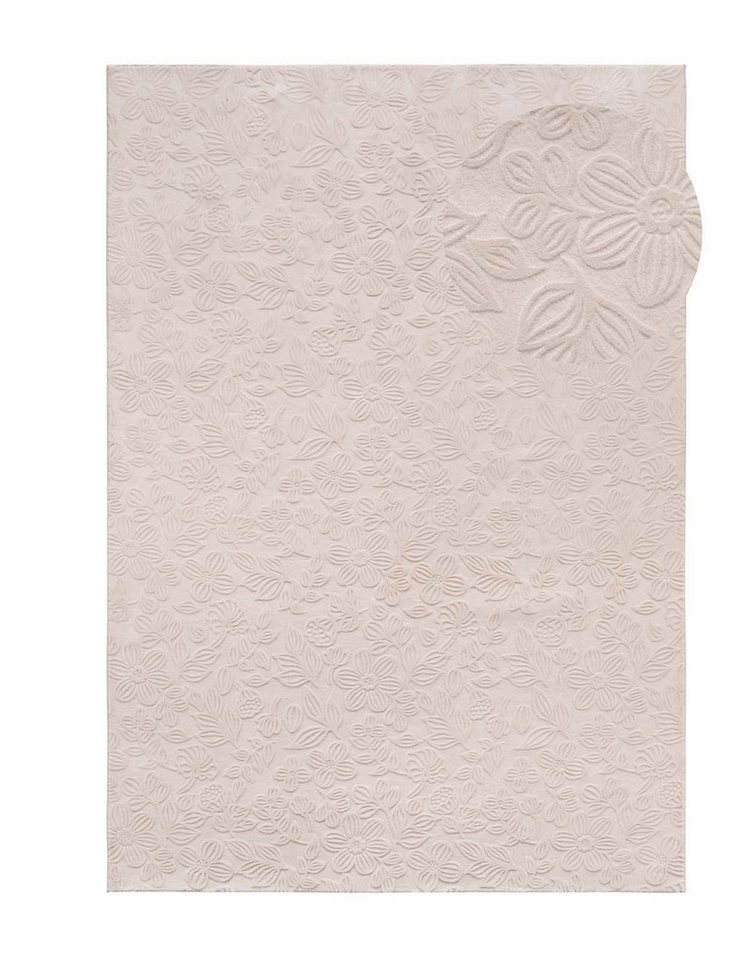 TaraCarpet Teppich TaraCarpet Homestyle 375 Flora, rechteckig, Höhe: 10 mm, Blätteroptik hoch-tief weich waschbar beige 50x80 – Bild 3 von 5