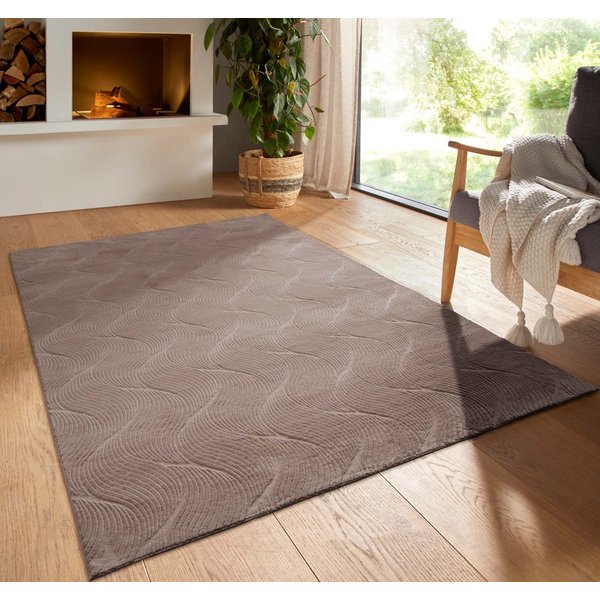 TaraCarpet Teppich TaraCarpet Homestyle 392 Shell, rechteckig, Höhe: 10 mm, Felloptik hoch-tief weich waschbar Düne taupe 50x80