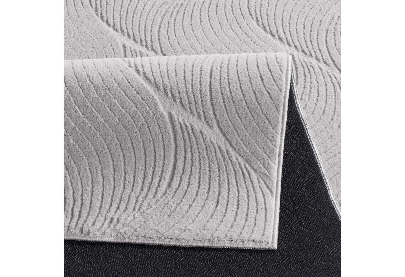 TaraCarpet Teppich TaraCarpet Homestyle 392 Shell, rechteckig, Höhe: 10 mm, Felloptik hoch-tief weich waschbar Düne grau 50x80 – Bild 5 von 5