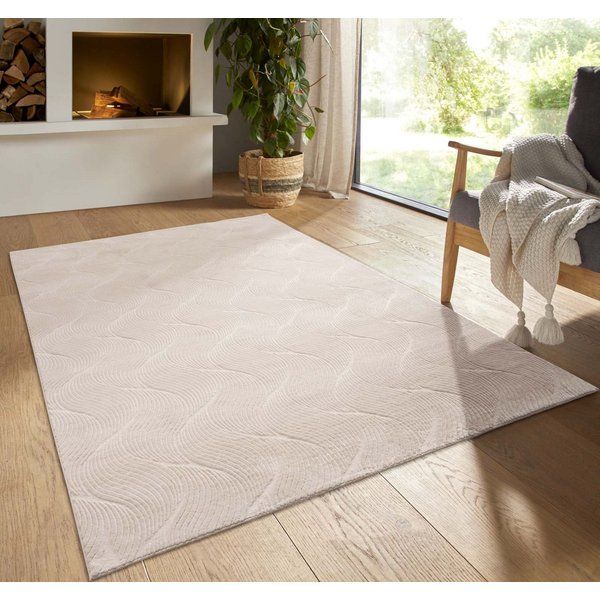 TaraCarpet Teppich TaraCarpet Homestyle 392 Shell, rechteckig, Höhe: 10 mm, Felloptik hoch-tief weich waschbar Düne beige 50x80