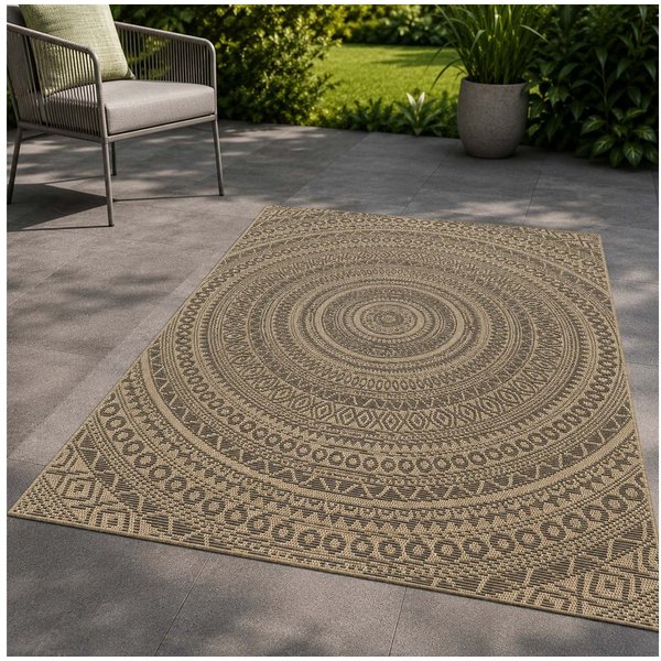 TaraCarpet Teppich TaraCarpet Regina Mandala Wohnzimmer,Schlafzimmer,Esszimmer natur, rechteckig, Höhe: 7 mm, Küche Flur Terrasse Garten Balkon 80x150