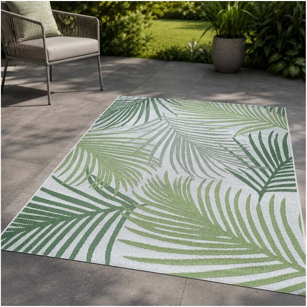 TaraCarpet Teppich TaraCarpet Regina Palme Wohnzimmer,Schlafzimmer,Esszimmer grün, rechteckig, Höhe: 7 mm, Küche Flur Terrasse Garten Balkon 120x160