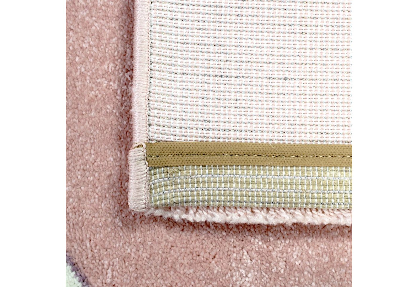 TeppichHome24 Kinderteppich Kinderzimmer Teppich Einhorn Regenbogen creme rosa, rechteckig, Höhe: 13 mm – Bild 5 von 5
