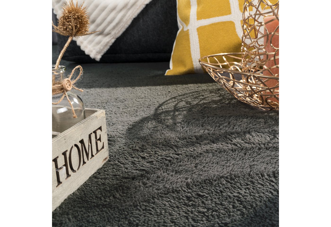 TeppichHome24 Teppich Anthrazit Teppich weich dekorativ pflegeleicht ideal, rechteckig – Bild 2 von 5