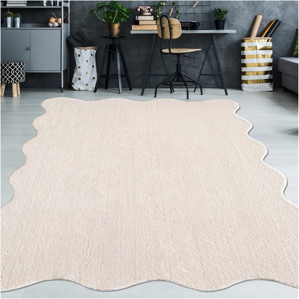 TeppichHome24 Teppich Beige Teppich pflegeleicht moderne Wellenform, rechteckig, Höhe: 19 mm