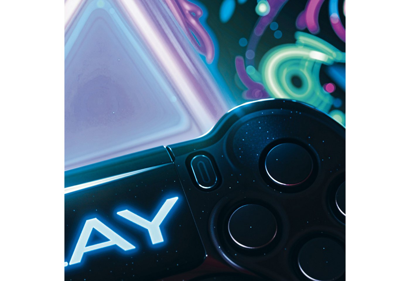 TeppichHome24 Teppich Gaming Teppich mit neonfarbigen Symbolen, rechteckig, pflegeleicht, gleichmäßige Oberfläche, für Fußbodenheizung geeignet – Bild 3 von 5