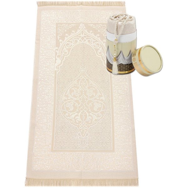 TeppichHome24 Teppich Gebetsteppiche mit Geschenkbox und 99er Gebetskette, rechteckig, robust, pfegeleicht, für Fussbodenheizung geeignet