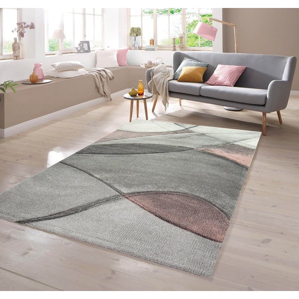 TeppichHome24 Teppich Teppich modern abstrakt in rosa grau pastell, rechteckig