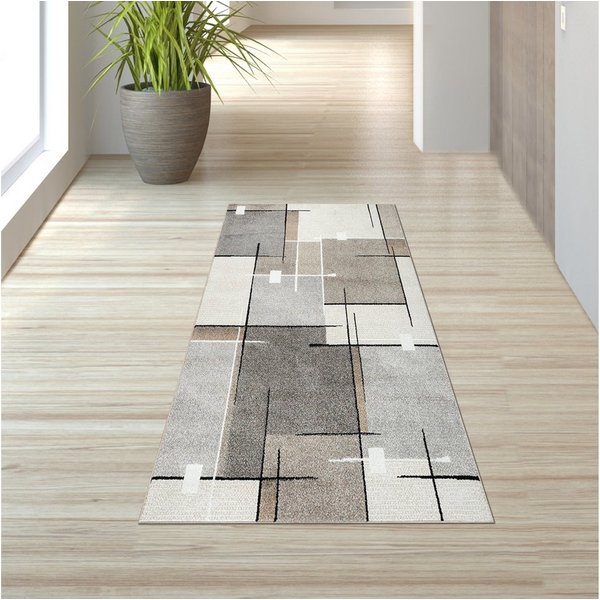 TeppichHome24 Teppich Moderner Teppich mit grafischem Muster in Beige, Grau & Creme, rechteckig