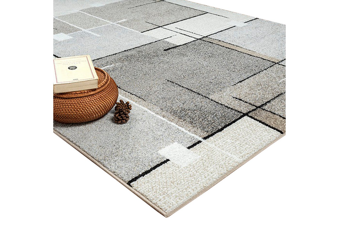 TeppichHome24 Teppich Moderner Teppich mit grafischem Muster in Beige, Grau & Creme, rechteckig – Bild 2 von 5