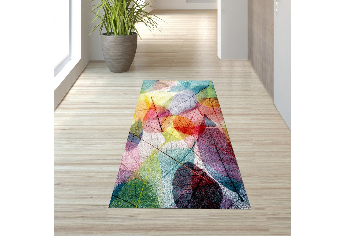 TeppichHome24 Teppich Teppich Wohnzimmer Laub bunt, rechteckig, Höhe: 13 mm – Bild 2 von 5