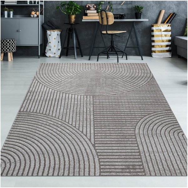 TeppichHome24 Teppich Teppich Wohnzimmerteppich 3D-Effekt, rechteckig, Höhe: 14 mm, pflegeleicht, robust, langlebig, hoch-tief-struktur, 3-D Effekt