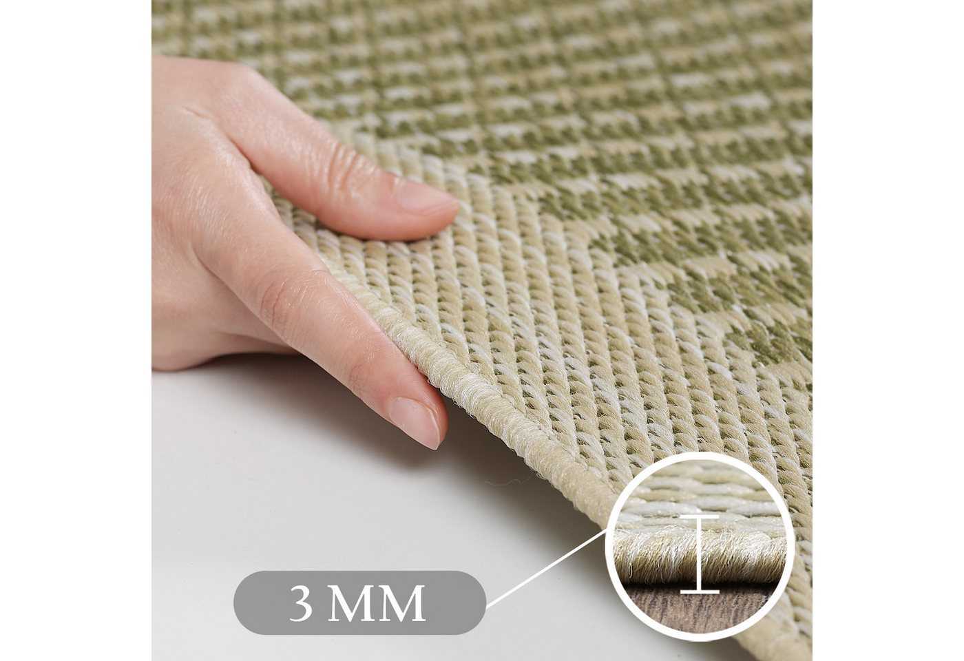 Teppium Outdoorteppich Unicolor - Einfarbig, Rechteckig, Höhe: 5 mm, Teppich Wetterfest Balkon Küchenteppich Flachgewebe Sisaloptik – Bild 3 von 5