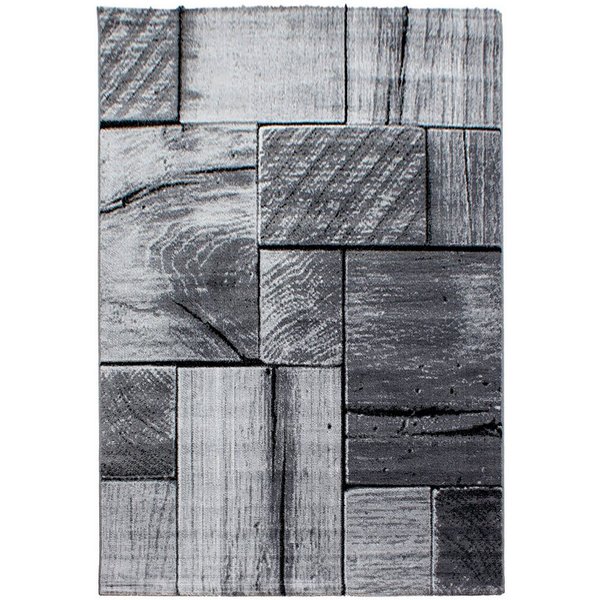 Teppium Teppich 3D-Holzdesign, Rechteckig, Höhe: 12 mm, Modern Kurzflor Teppich Wohnzimmer Holz Optik Schwarz versch. größe