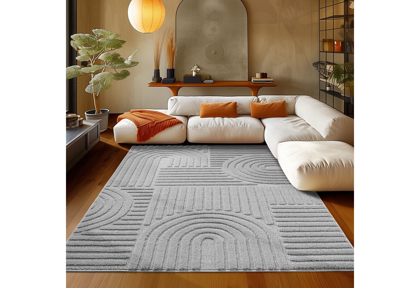 Teppium Teppich Boho-Design, Rechteckig, Höhe: 20 mm, Teppich Wohnzimmer Skandinavisches Boho Teppich Hoch-Tief Effekt – Bild 2 von 5