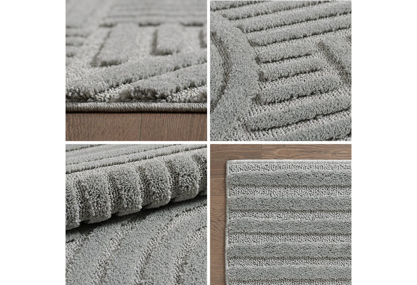 Teppium Teppich Boho-Design, Rechteckig, Höhe: 20 mm, Teppich Wohnzimmer Skandinavisches Boho Teppich Hoch-Tief Effekt – Bild 3 von 5