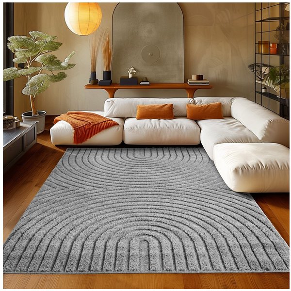 Teppium Teppich Boho-Design, Rund, Höhe: 20 mm, Teppich Wohnzimmer Boho Design 3D Optik Skandinavische Stil