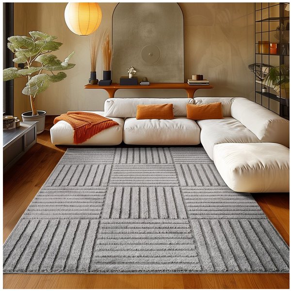 Teppium Teppich Boho-Design, Rund, Höhe: 20 mm, Teppich Wohnzimmer Boho Design 3D Optik Skandinavische Stil