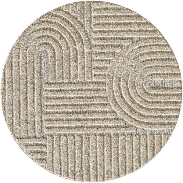Teppium Teppich Boho-Design, Rund, Höhe: 20 mm, Teppich Wohnzimmer Skandinavisches Boho Teppich Hoch-Tief Effekt