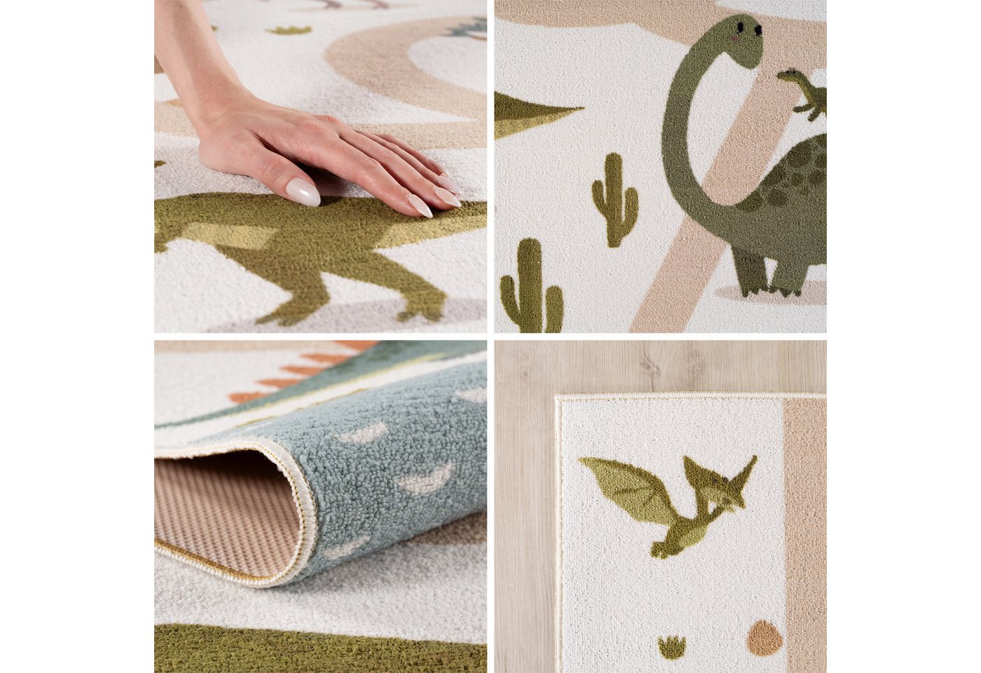 Teppium Teppich Bunte Dino Welt, Rund, Höhe: 5 mm, Teppich Kinderzimmer – Bild 2 von 5