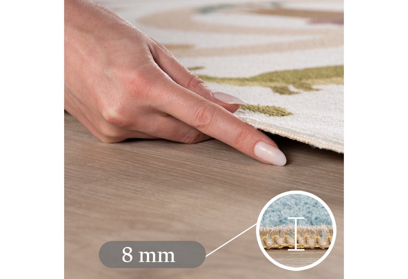 Teppium Teppich Bunte Dino Welt, Rund, Höhe: 5 mm, Teppich Kinderzimmer – Bild 3 von 5