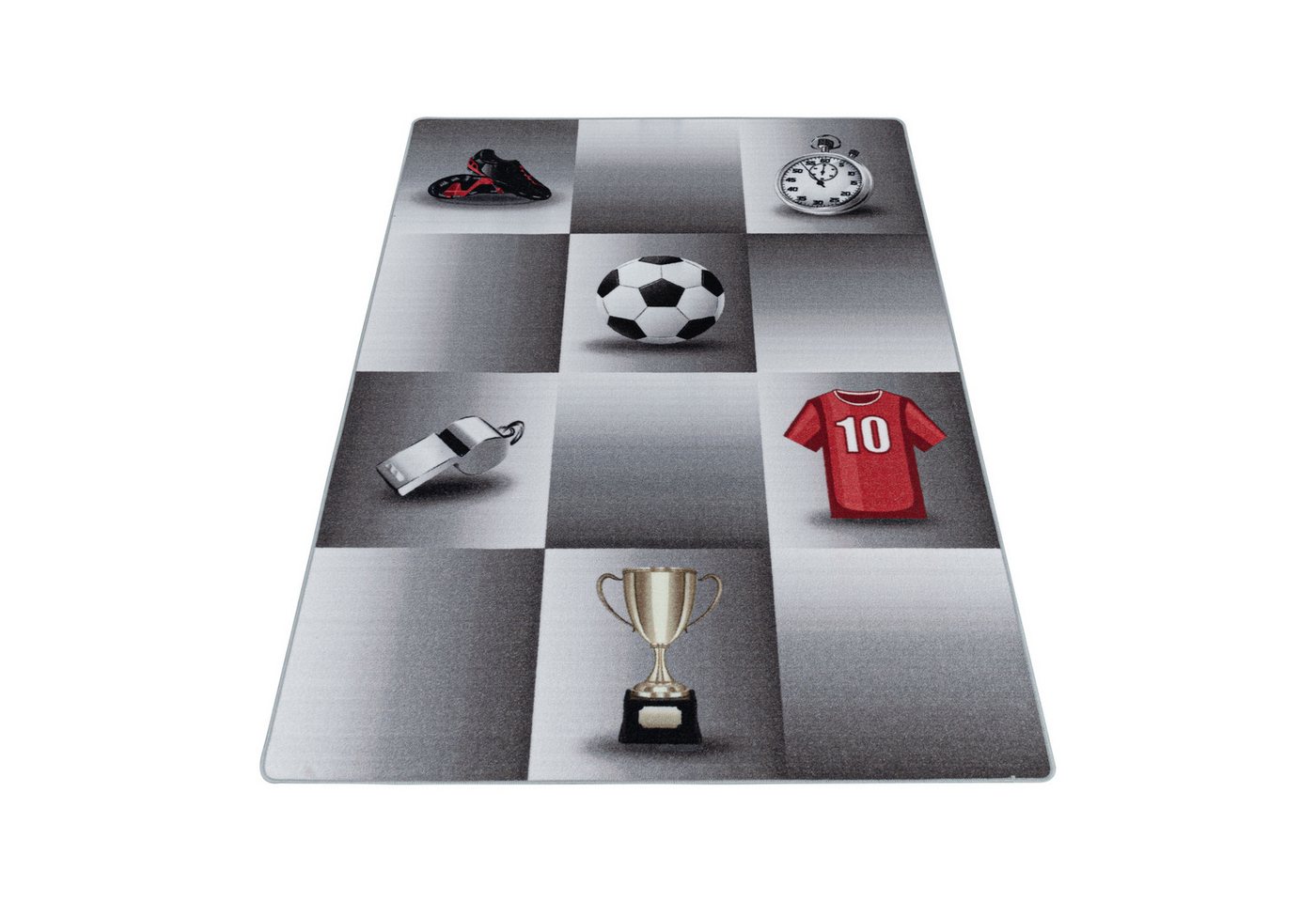 Teppium Teppich Fußball-Design, Rechteckig, Höhe: 7 mm, Kinderteppich Fußball-Design Teppich Kinderzimmer Rutschfest Waschbar – Bild 3 von 5