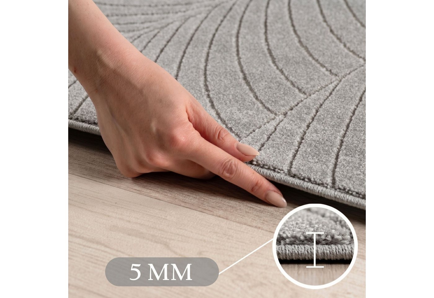 Teppium Teppich Skandinavischer 3D Design, Läufer, Höhe: 5 mm, Indoor Outdoor Teppich Wetterfest 3D Optik Wohnzimmer Küchen Terrasse – Bild 3 von 5