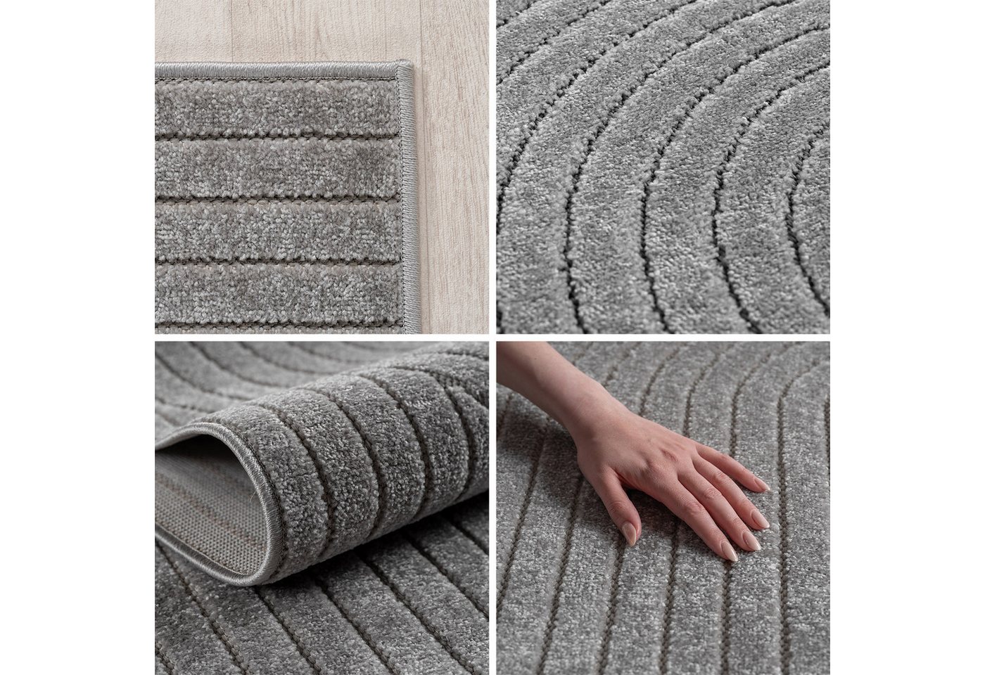 Teppium Teppich Skandinavischer 3D Design, Rund, Höhe: 5 mm, Indoor Outdoor Teppich Wetterfest 3D Optik Wohnzimmer Küchen Terrasse – Bild 2 von 5