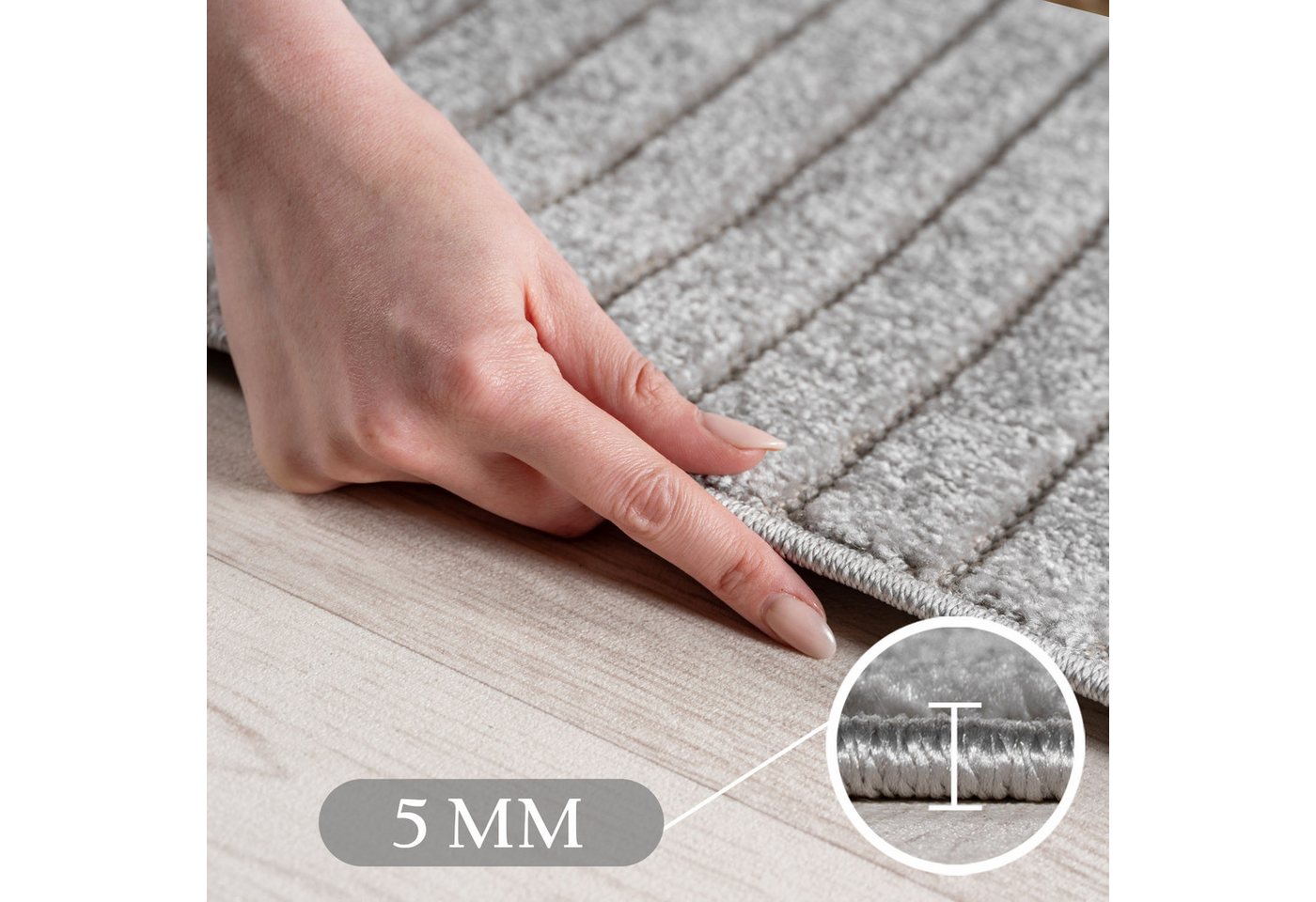 Teppium Teppich Skandinavischer 3D Design, Rund, Höhe: 5 mm, Indoor Outdoor Teppich Wetterfest 3D Optik Wohnzimmer Küchen Terrasse – Bild 3 von 5