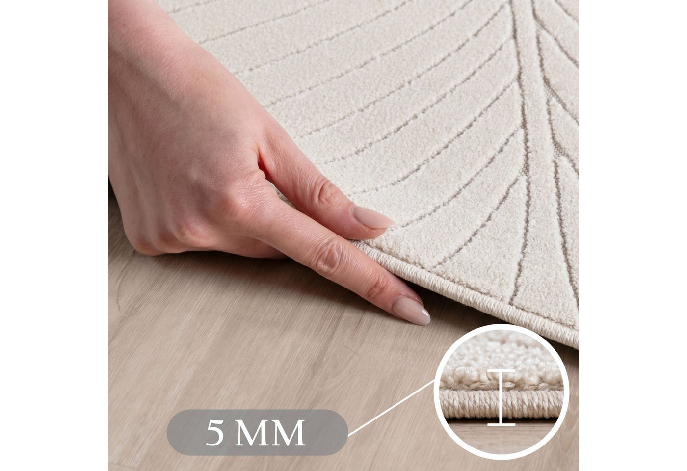 Teppium Teppich Skandinavischer 3D Design, Rund, Höhe: 5 mm, Indoor Outdoor Teppich Wetterfest 3D Optik Wohnzimmer Küchen Terrasse – Bild 3 von 5