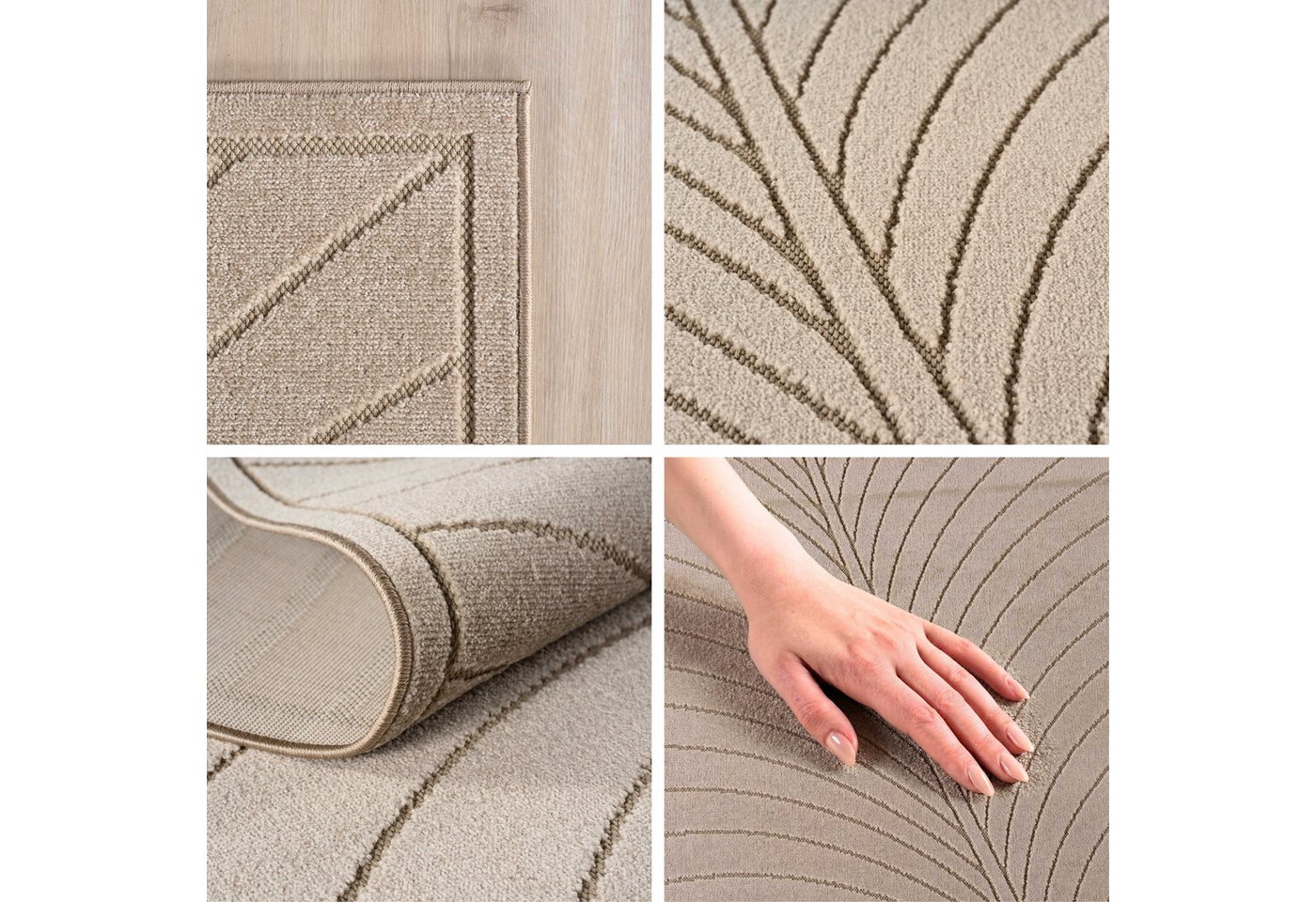 Teppium Teppich Skandinavischer 3D Design, Rund, Höhe: 5 mm, Indoor Outdoor Teppich Wetterfest 3D Optik Wohnzimmer Küchen Terrasse – Bild 2 von 5