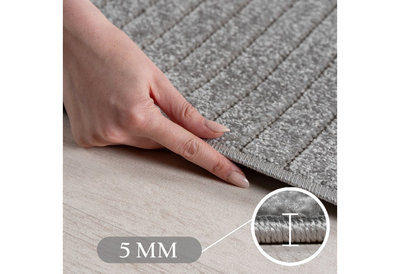 Teppium Teppich Skandinavischer 3D Design, Rund, Höhe: 5 mm, Indoor Outdoor Teppich Wetterfest 3D Optik Wohnzimmer Küchen Terrasse – Bild 3 von 5