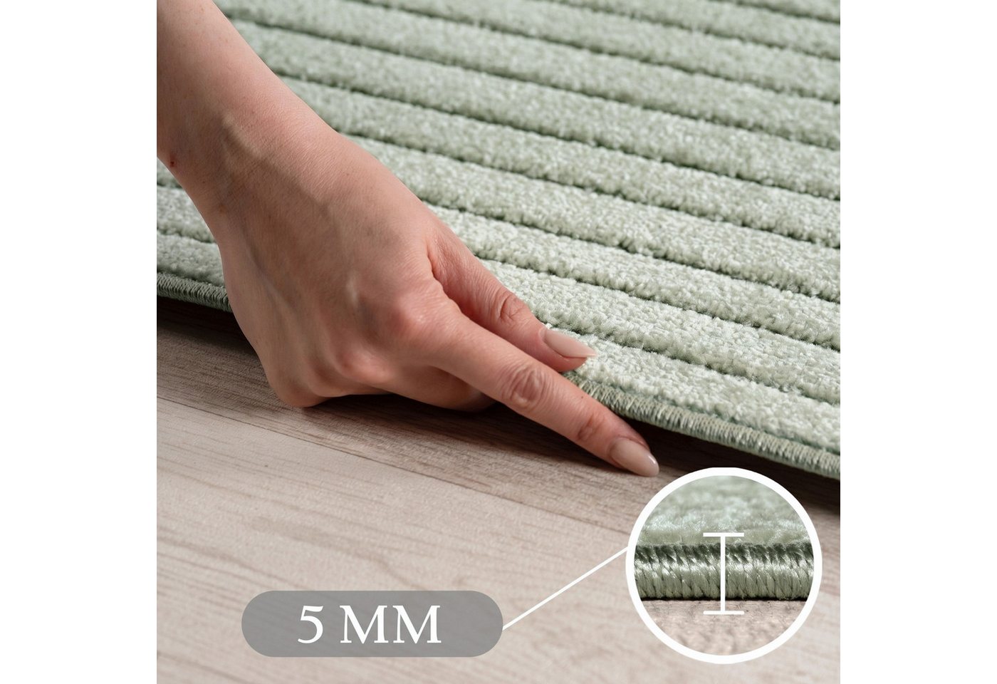 Teppium Teppich Skandinavischer 3D Design, Rund, Höhe: 5 mm, Indoor Outdoor Teppich Wetterfest 3D Optik Wohnzimmer Küchen Terrasse – Bild 3 von 5