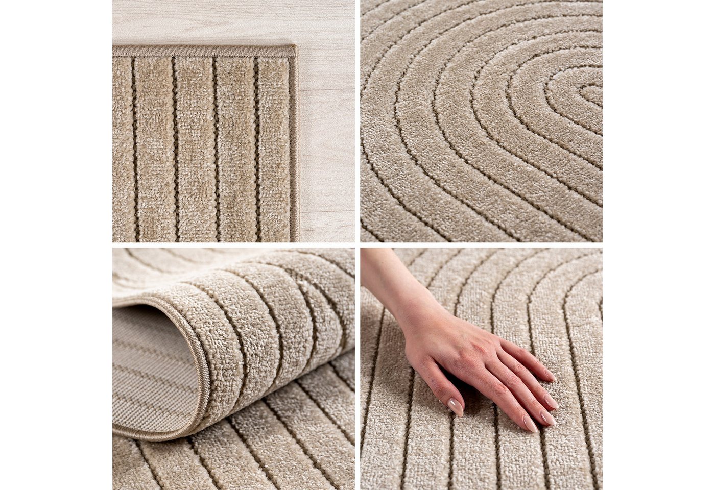 Teppium Teppich Skandinavischer 3D-Teppich, Rechteckig, Höhe: 5 mm, Indoor Outdoor Teppich Wetterfest 3D Optik Wohnzimmer Küchen Terrasse – Bild 2 von 5