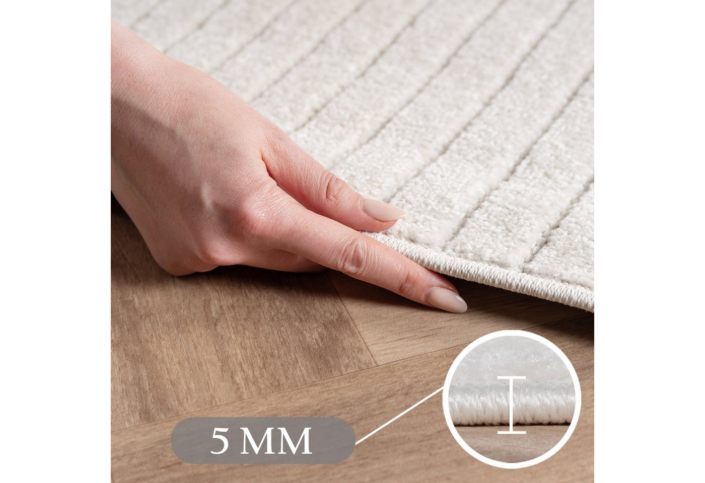 Teppium Teppich Skandinavischer 3D-Teppich, Rechteckig, Höhe: 5 mm, Indoor Outdoor Teppich Wetterfest 3D Optik Wohnzimmer Küchen Terrasse – Bild 3 von 5