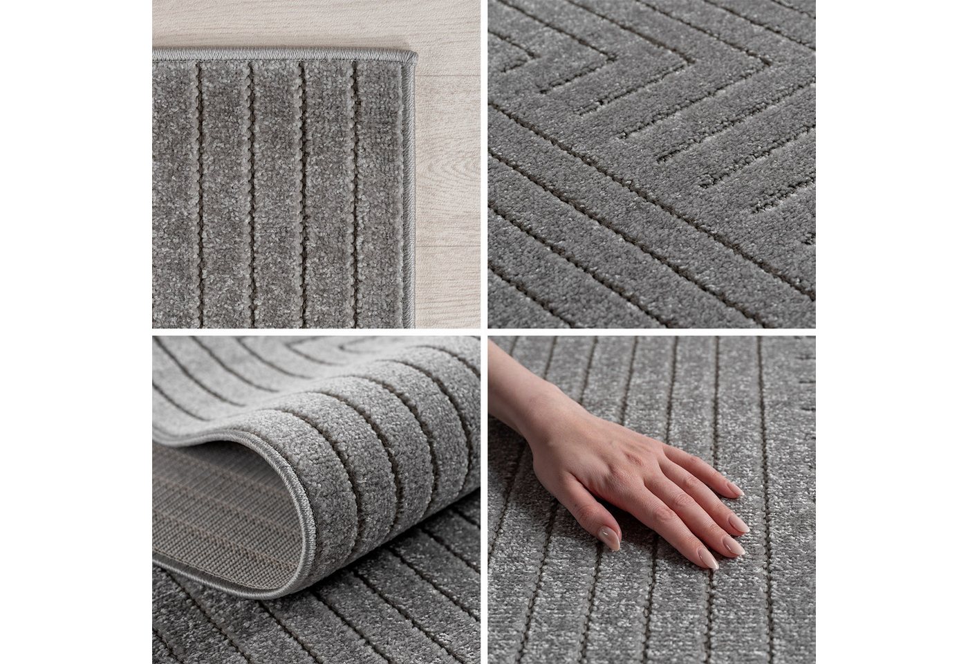Teppium Teppich Skandinavischer 3D-Teppich, Rechteckig, Höhe: 5 mm, Indoor Outdoor Teppich Wetterfest 3D Optik Wohnzimmer Küchen Terrasse – Bild 2 von 5