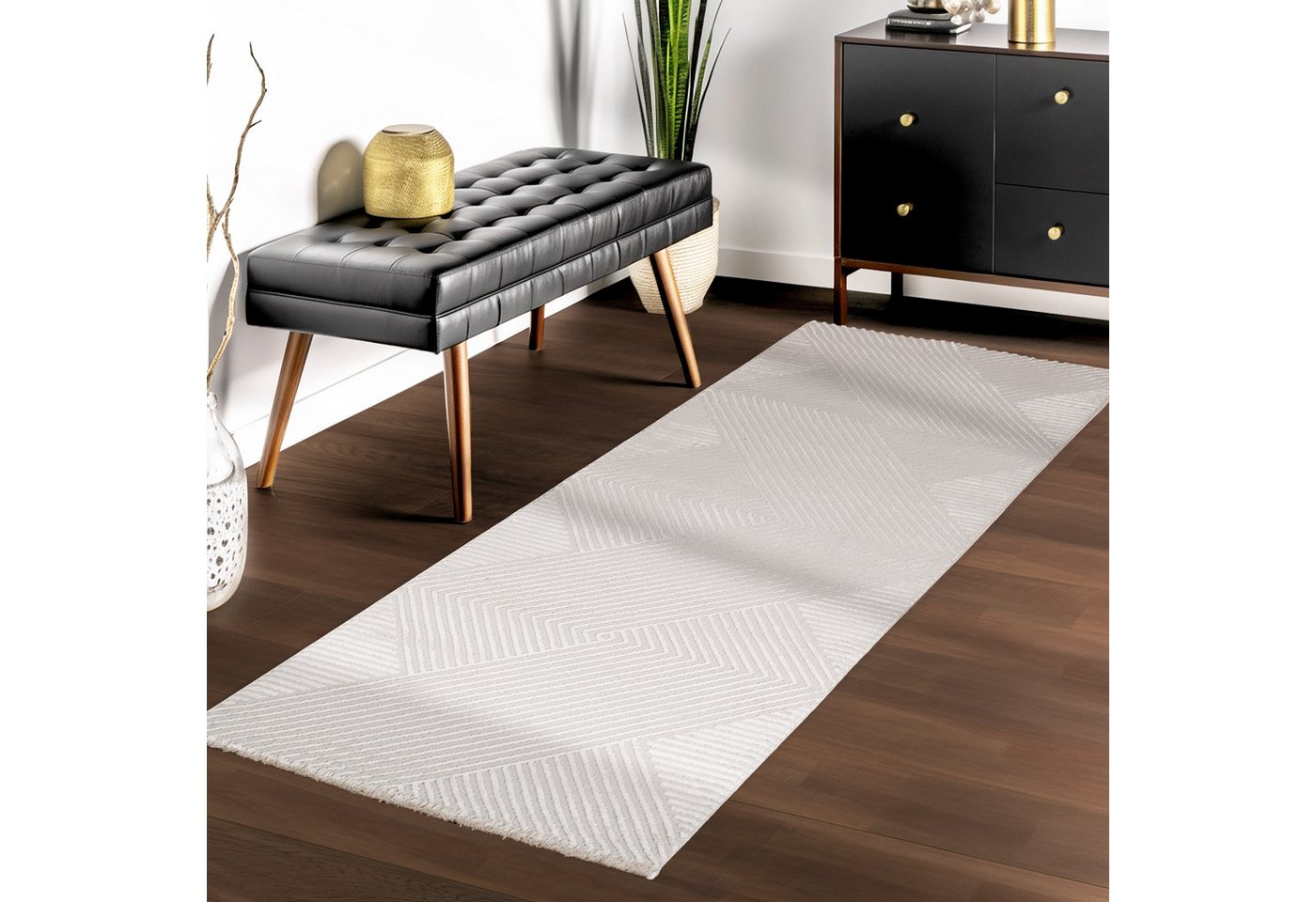 Teppium Teppich Skandinavisches Boho Muster, Rechteckig, Höhe: 12 mm, Teppich Wohnzimmer Boho Design Skandinavische Stil Natur Optik – Bild 4 von 5